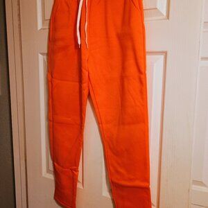 Womens Orange Sweat pants, Sz S, Pockets, High Rise, NWOT